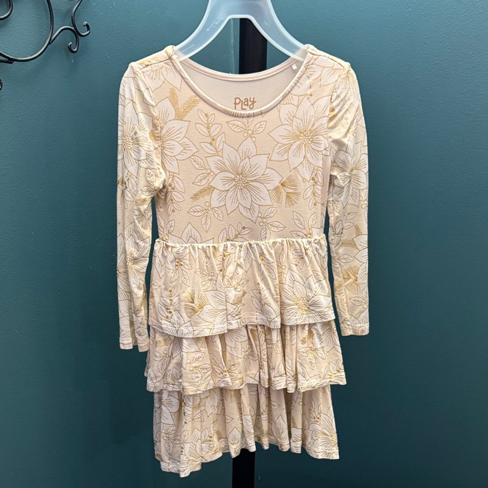 Little Sleepies- Floral Long Sleeve Tiered Dress, 4T. Gently Used Condition.